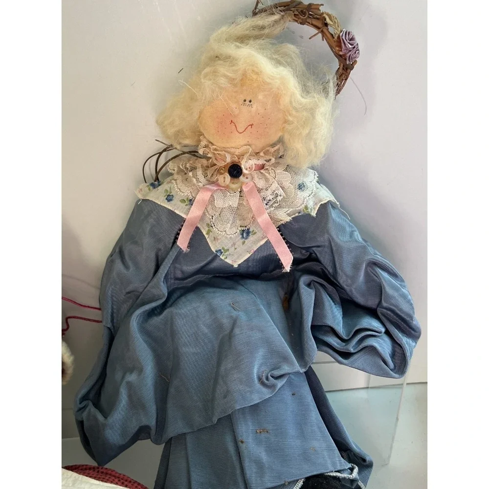 Vintage‎ Cottage Core Christmas Angel Decor Wood Fabric Country Lot Of 14